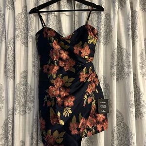 Lulu's Navy and Red Floral Jumpsuit